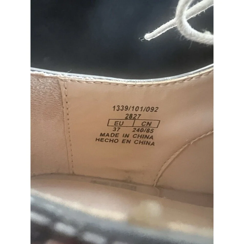 ZARA Women's EU 37 US 6.5 Metalic Silver Lace up Platform Oxford Shoes Oxfords - Picture 5 of 6